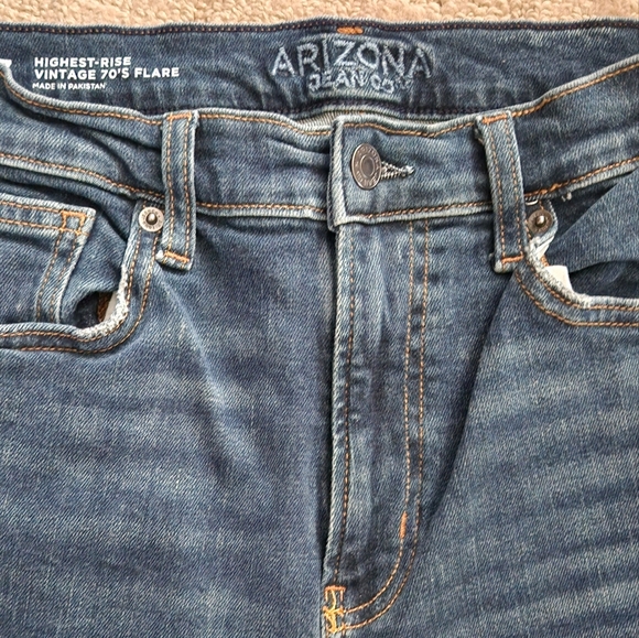 Arizona Highest Rise Vintage 70's Flare Women's Flared Blue Jeans 7 Euc - Picture 4 of 8